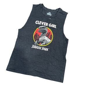 Jurassic Park Tank Size Large "Clever Girl" Graphic Print Distressed T-Shirt